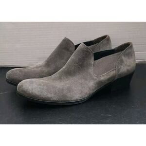 Paul Green Women's Faith Boots Size 9 Low Cut Block Heel Chelsea Gray Suede Shoe